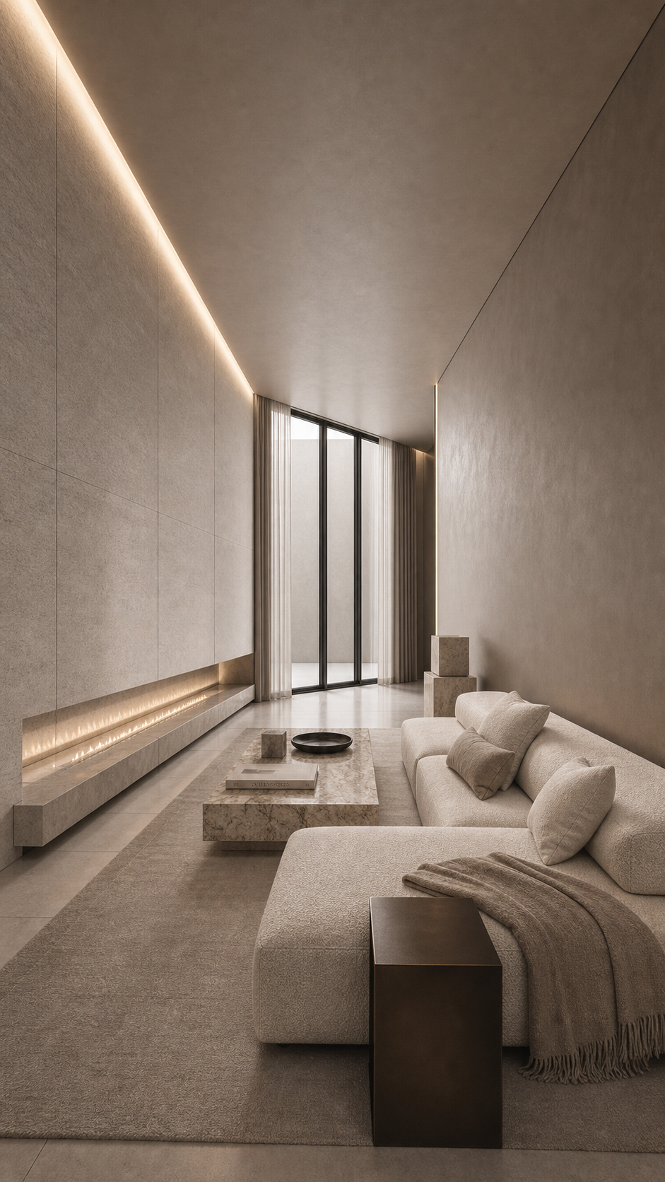 Photoreal interior render in neutral daylight