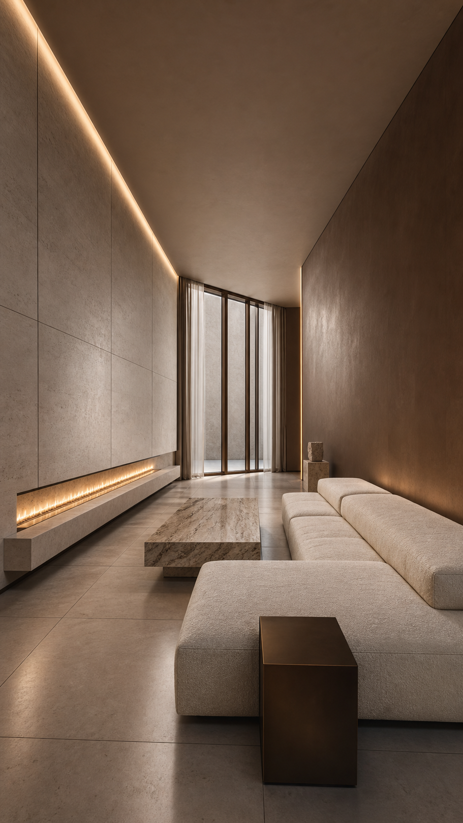 Photoreal interior render in warm light
